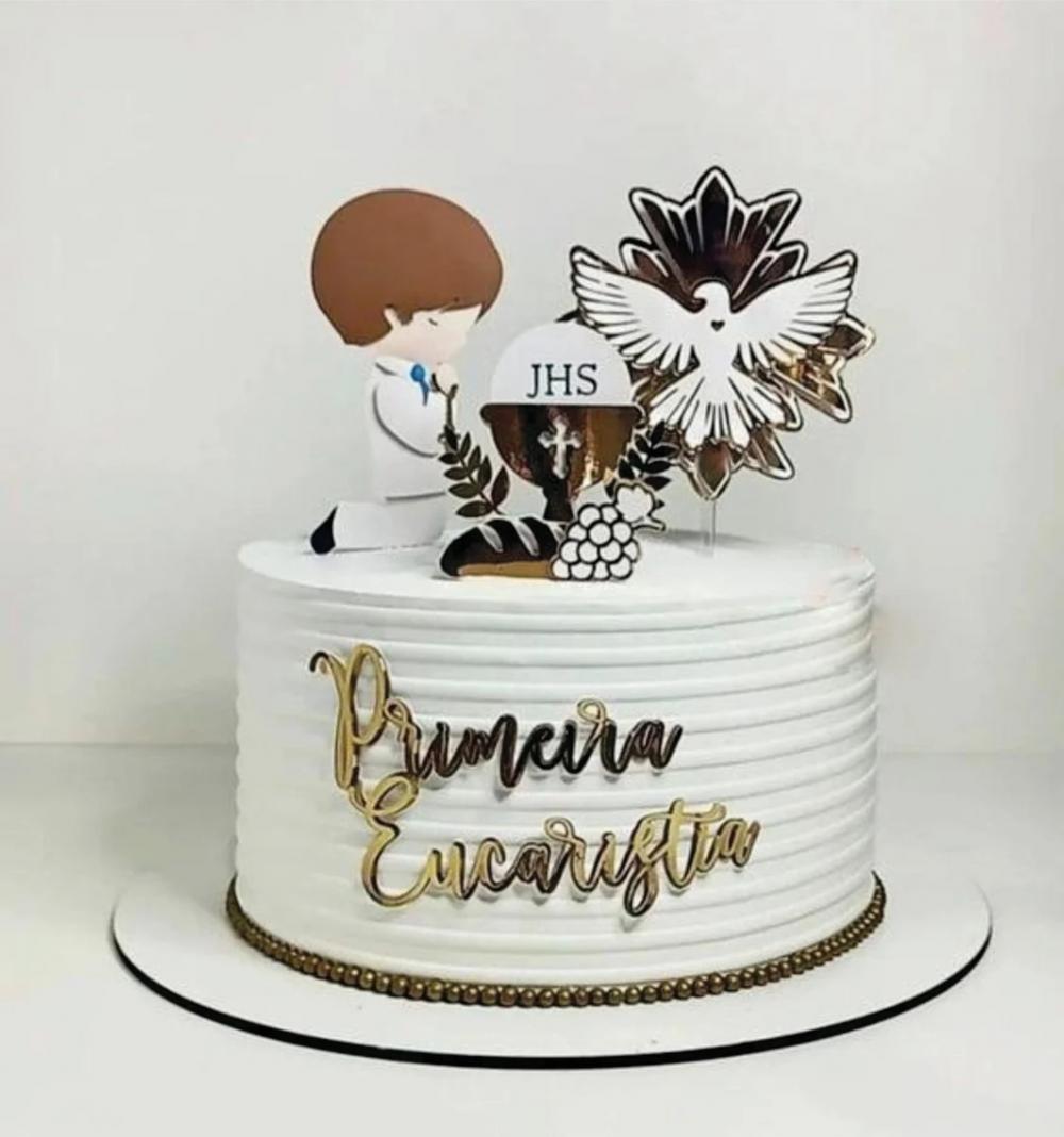 Topo de Bolo Primeira Eucaristia Menino Arquivo de Corte