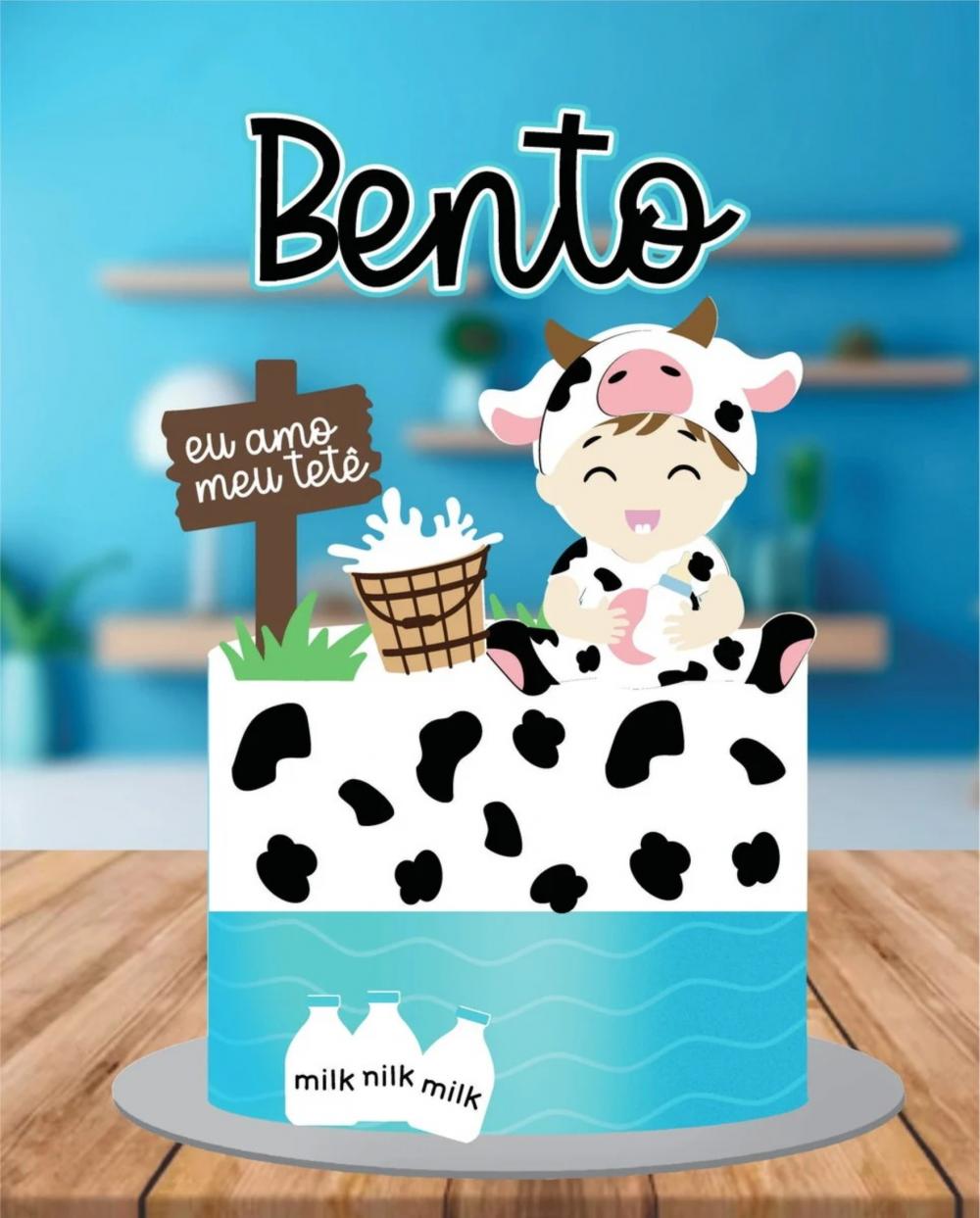 Arquivo de corte topo de bolo eu amo tete menino Vaquinha