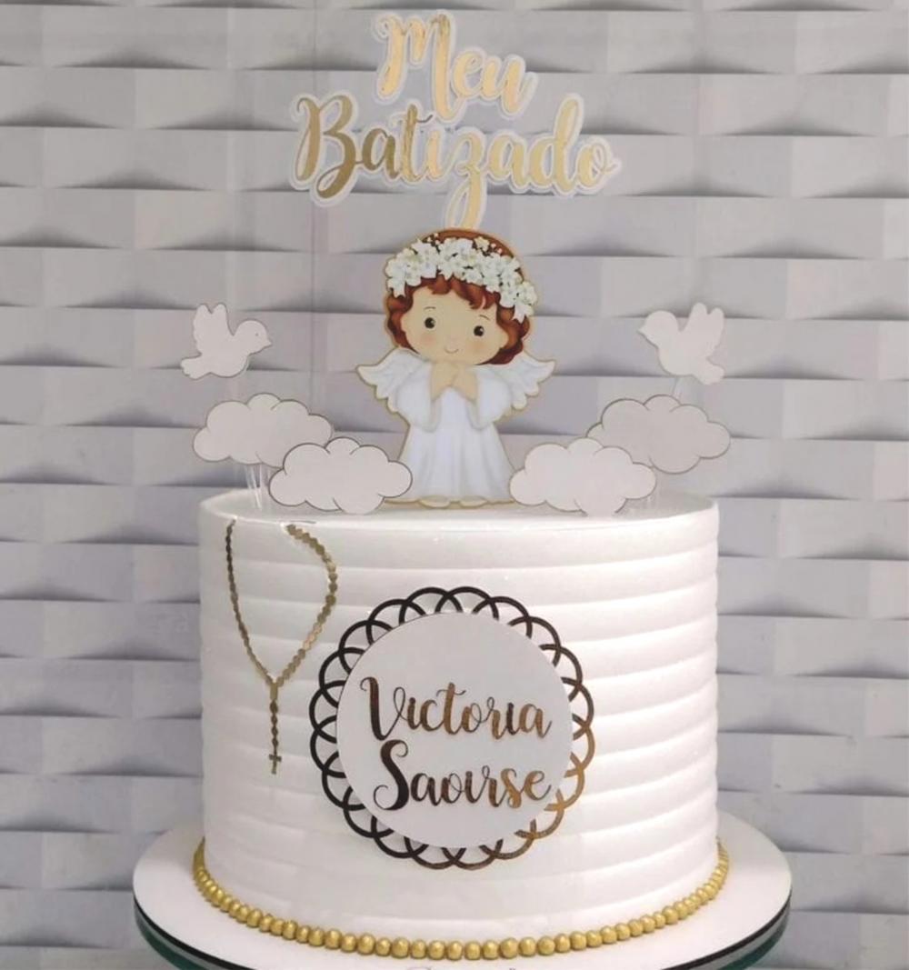 Topo de Bolo batismo Arquivo de Corte Silhouette Studio