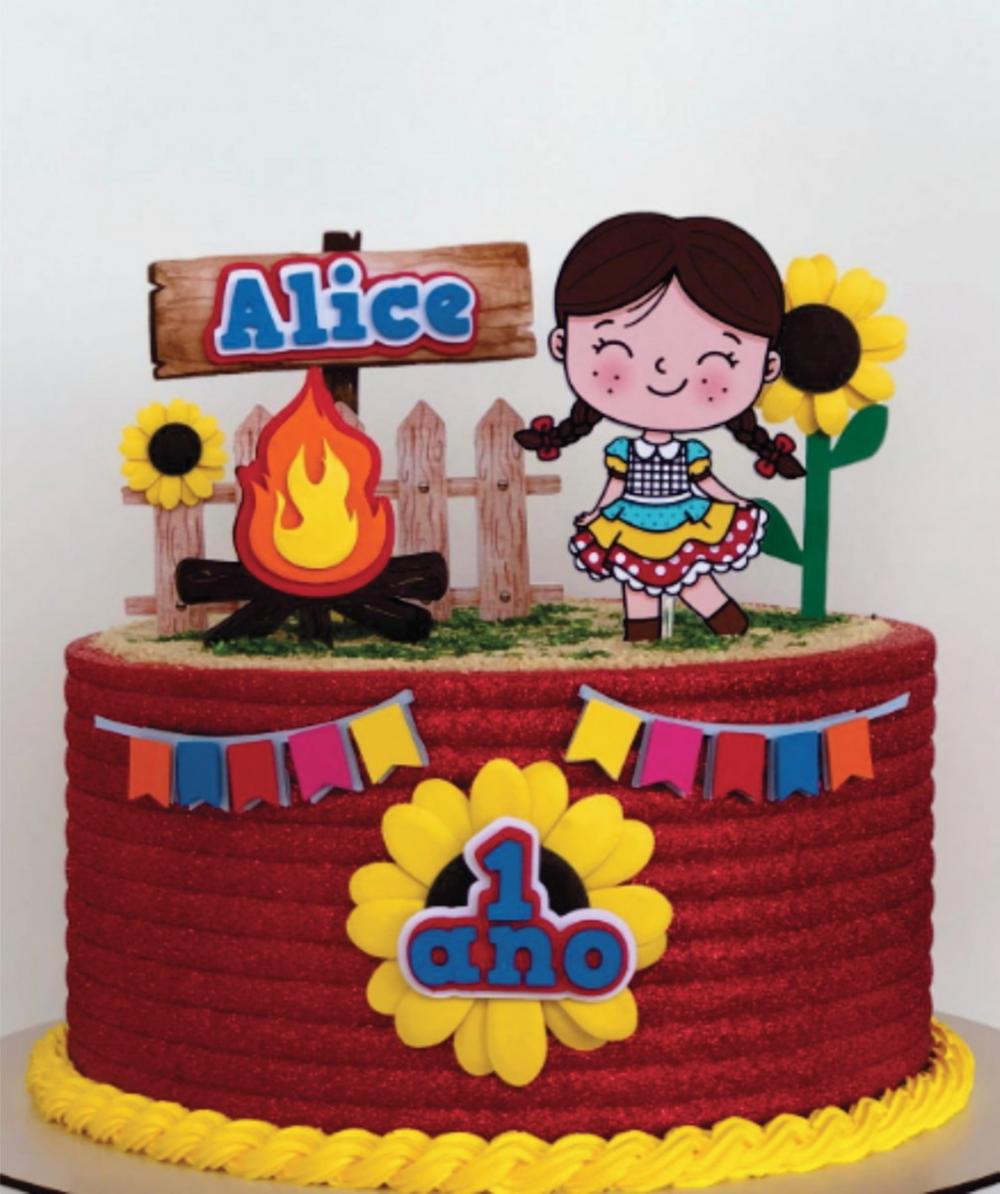 Topo de Bolo Junino Menina Arquivo de Corte