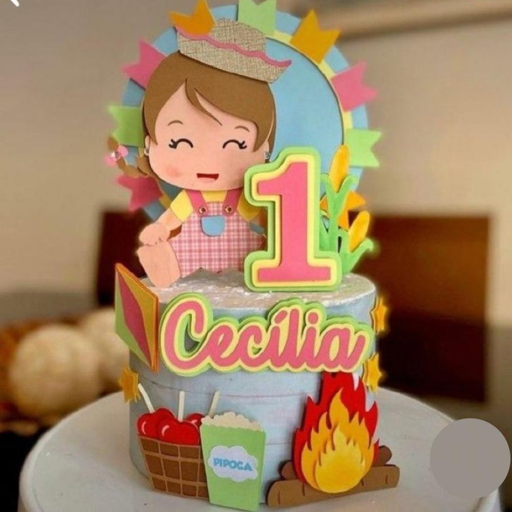 Topo de Bolo Junino Menina Arquivo de Corte