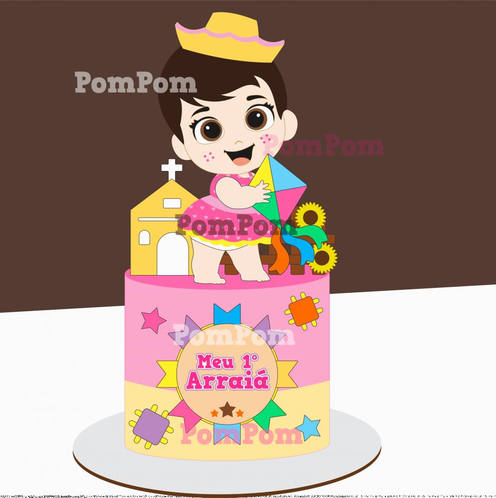 Topo de Bolo Junino Menina Arquivo de Corte