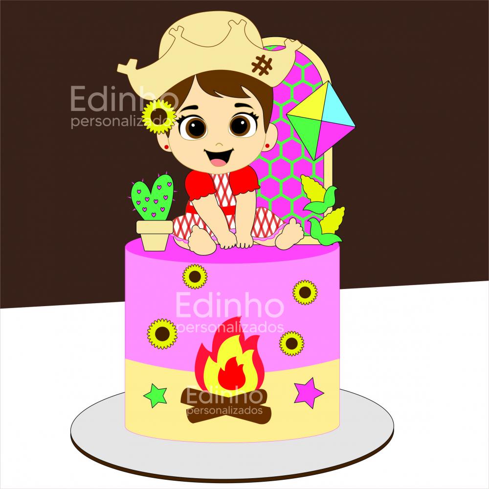 Topo de Bolo Junino Menina Arquivo de Corte