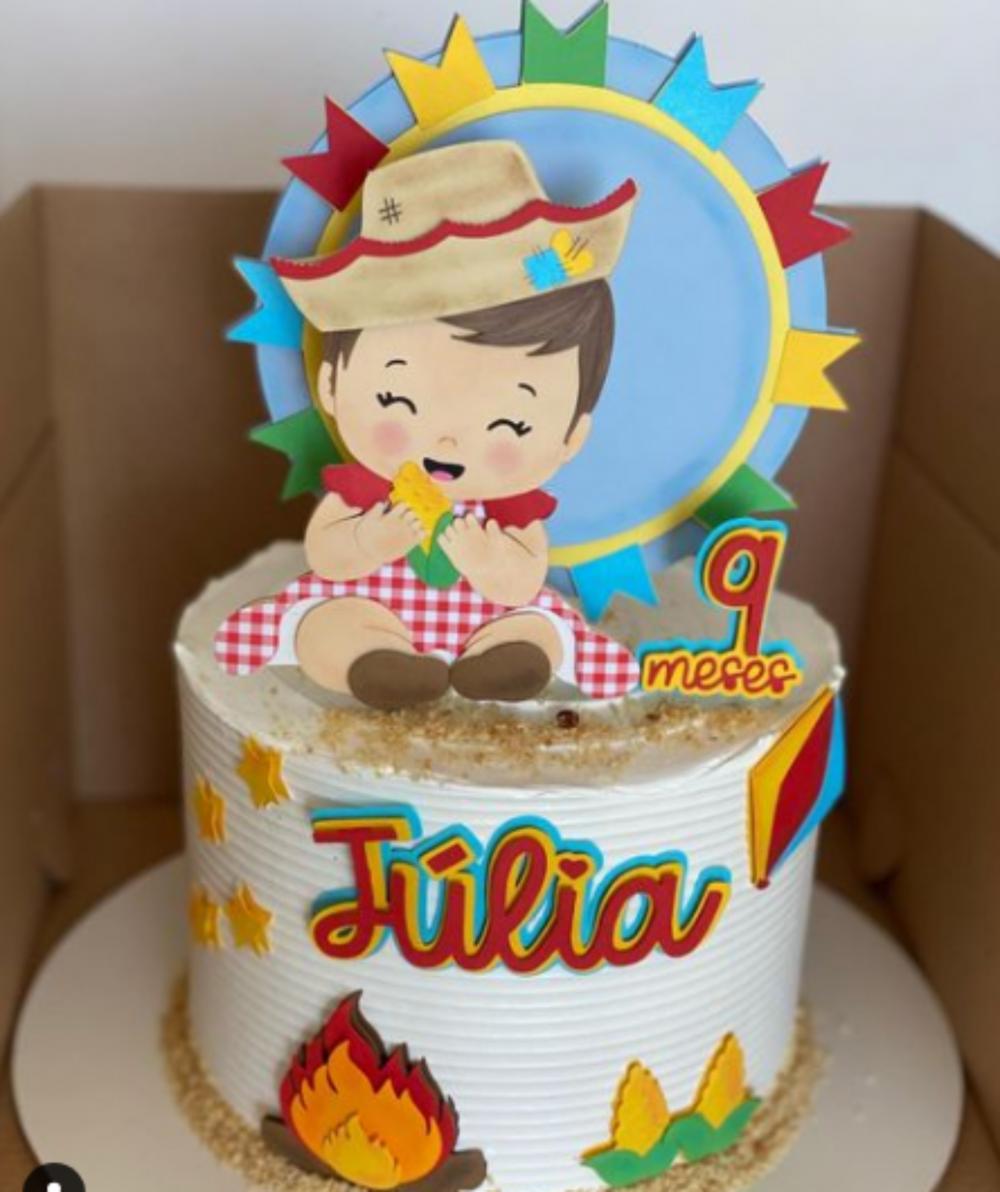 Topo de Bolo Junino Menina Arquivo de Corte