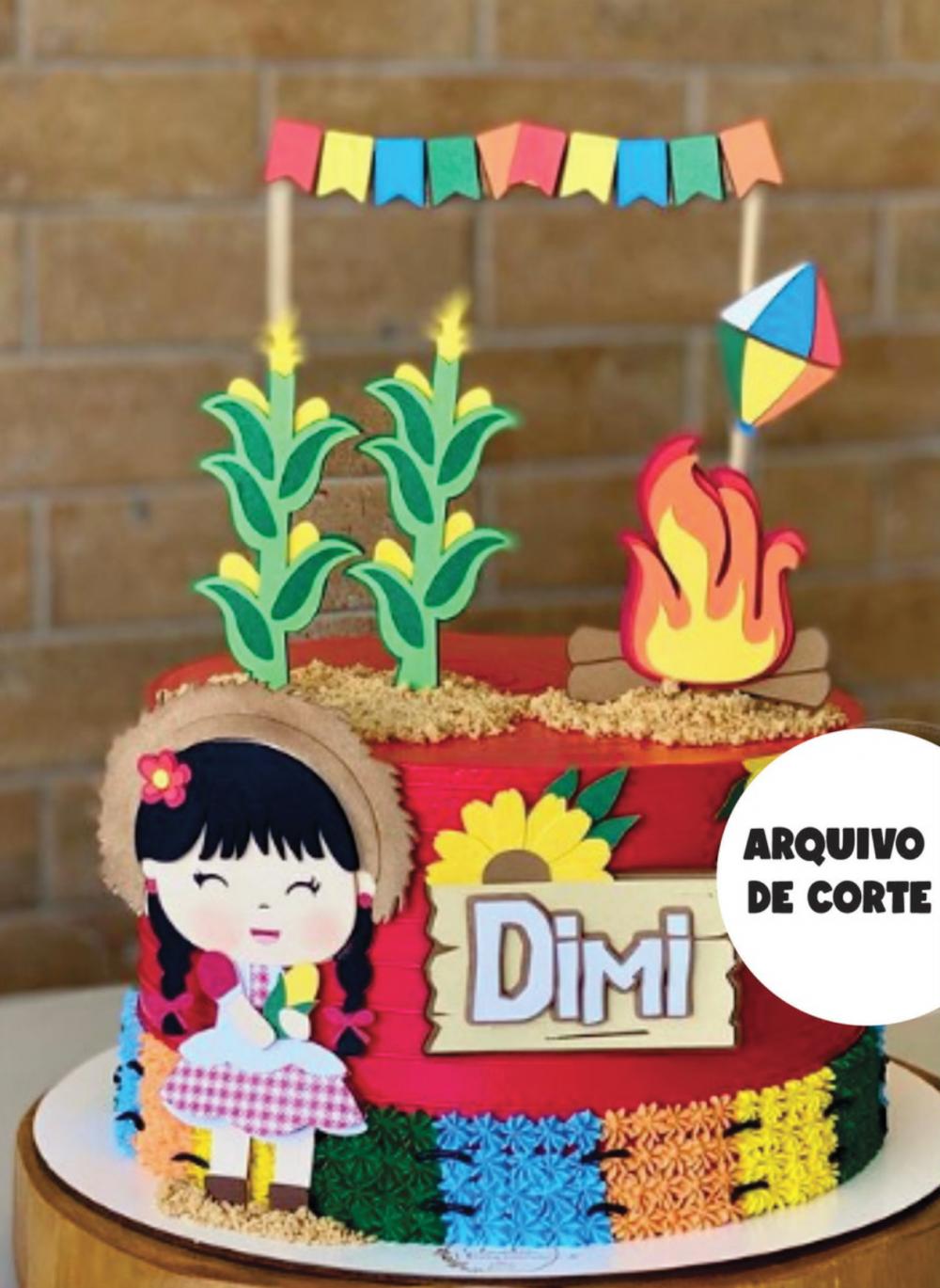 Topo de Bolo Junino Menina Arquivo de Corte