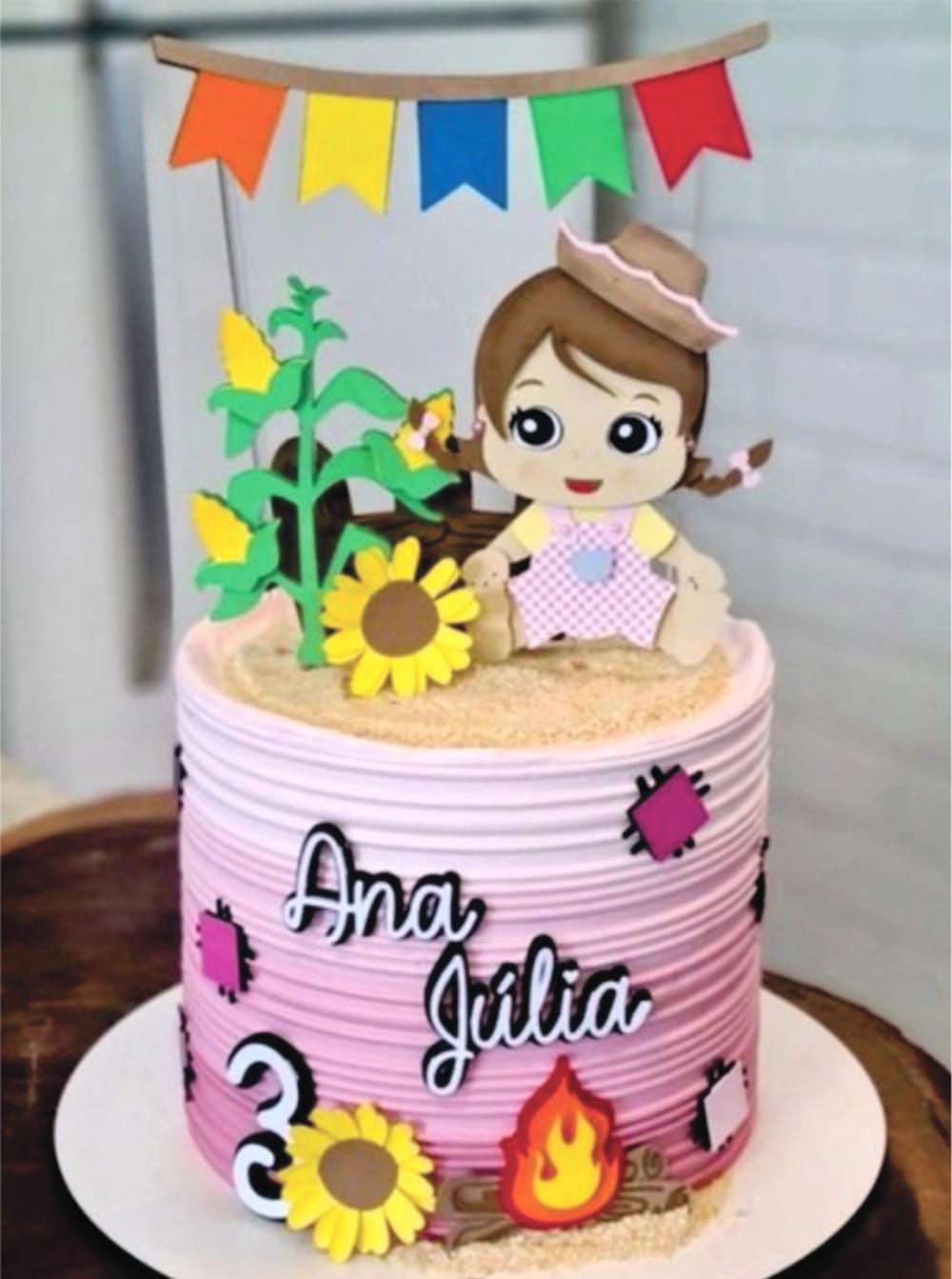 Topo de Bolo Junino Menina Arquivo de Corte