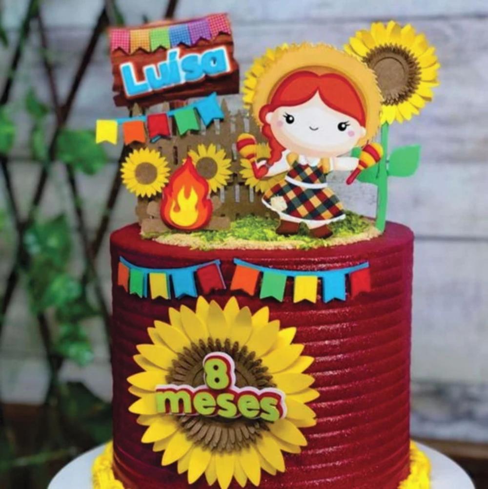 Topo de Bolo Junino Menina Arquivo de Corte