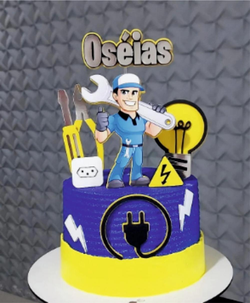 Topo de Bolo Eletricista Arquivo de Corte Silhouette