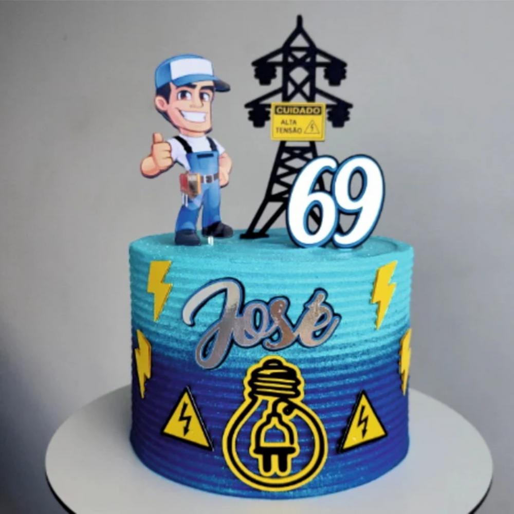 Topo de Bolo Eletricista Arquivo de Corte Silhouette