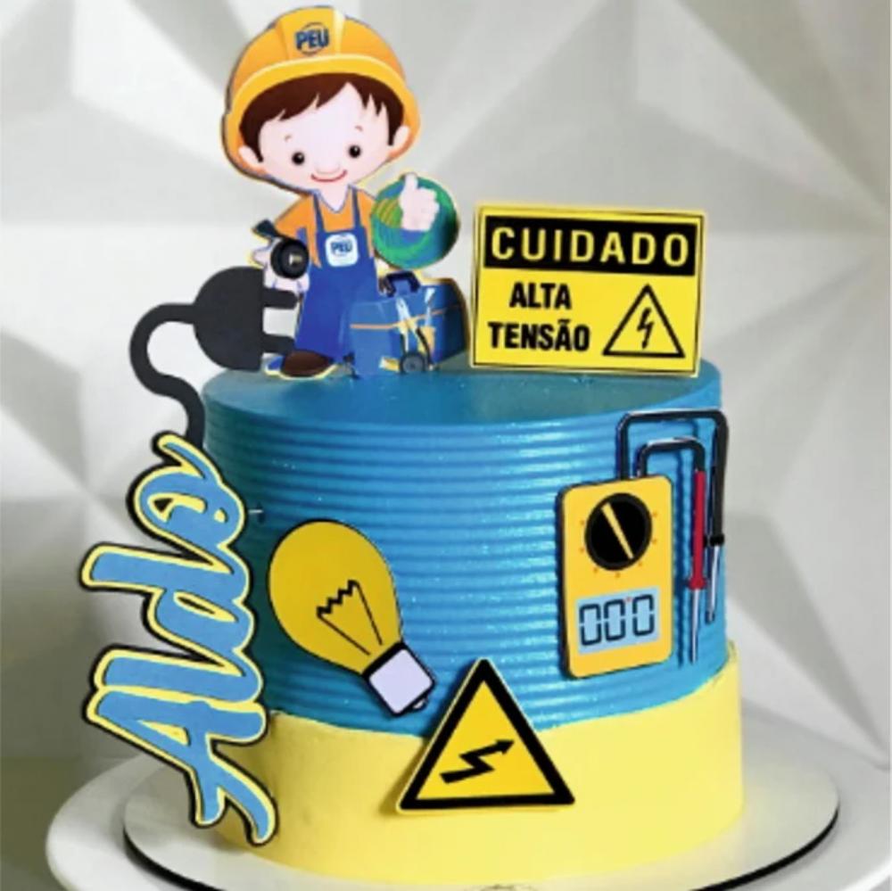 Topo de Bolo Eletricista Arquivo de Corte Silhouette