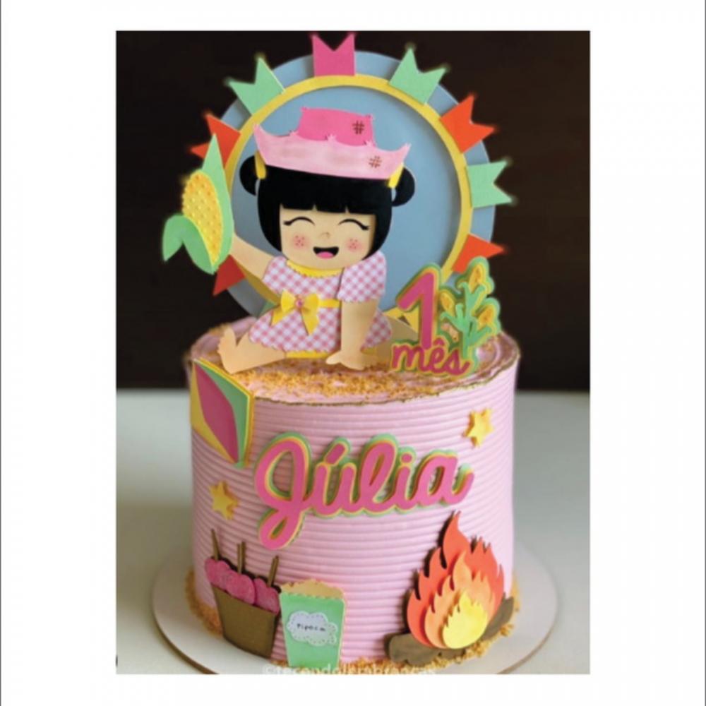 Topo de Bolo Junino Menina Arquivo de Corte