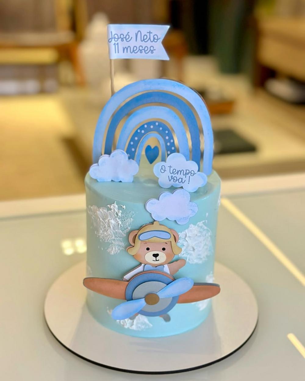 Topo de Bolo O Tempo Voa Ursinho Arquivo Silhouette