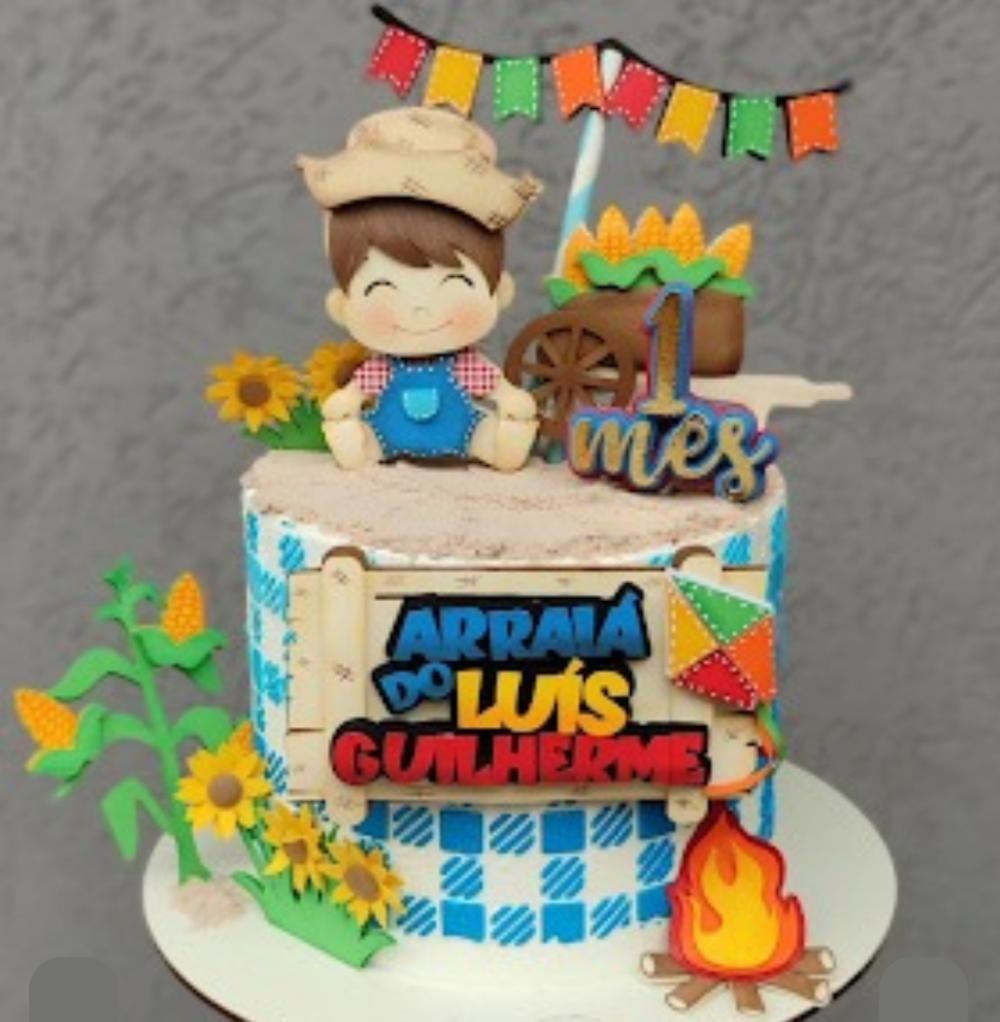 Topo de Bolo Junino Menino Arquivo de Corte