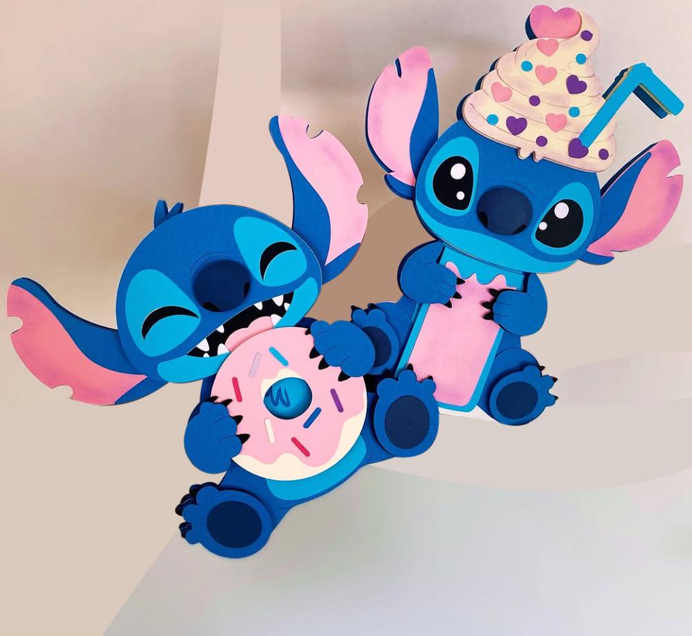 Topo de Bolo Stitch Doces Guloseimas Arquivo de Corte Silhouette