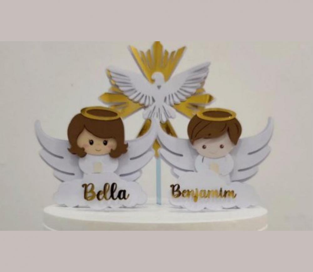 Topo de Bolo Batismo Menino e Menina Arquivo de Corte
