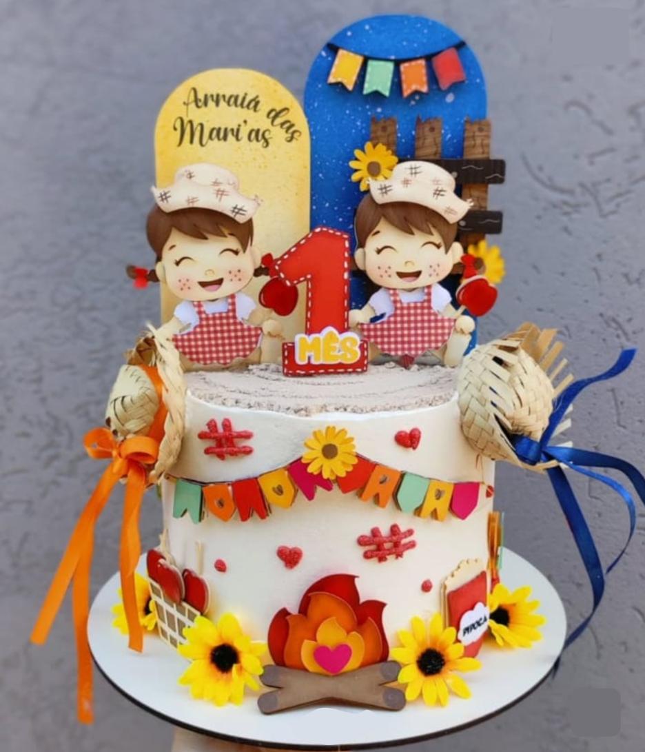 Topo de bolo junino Meninas arquivo de corte