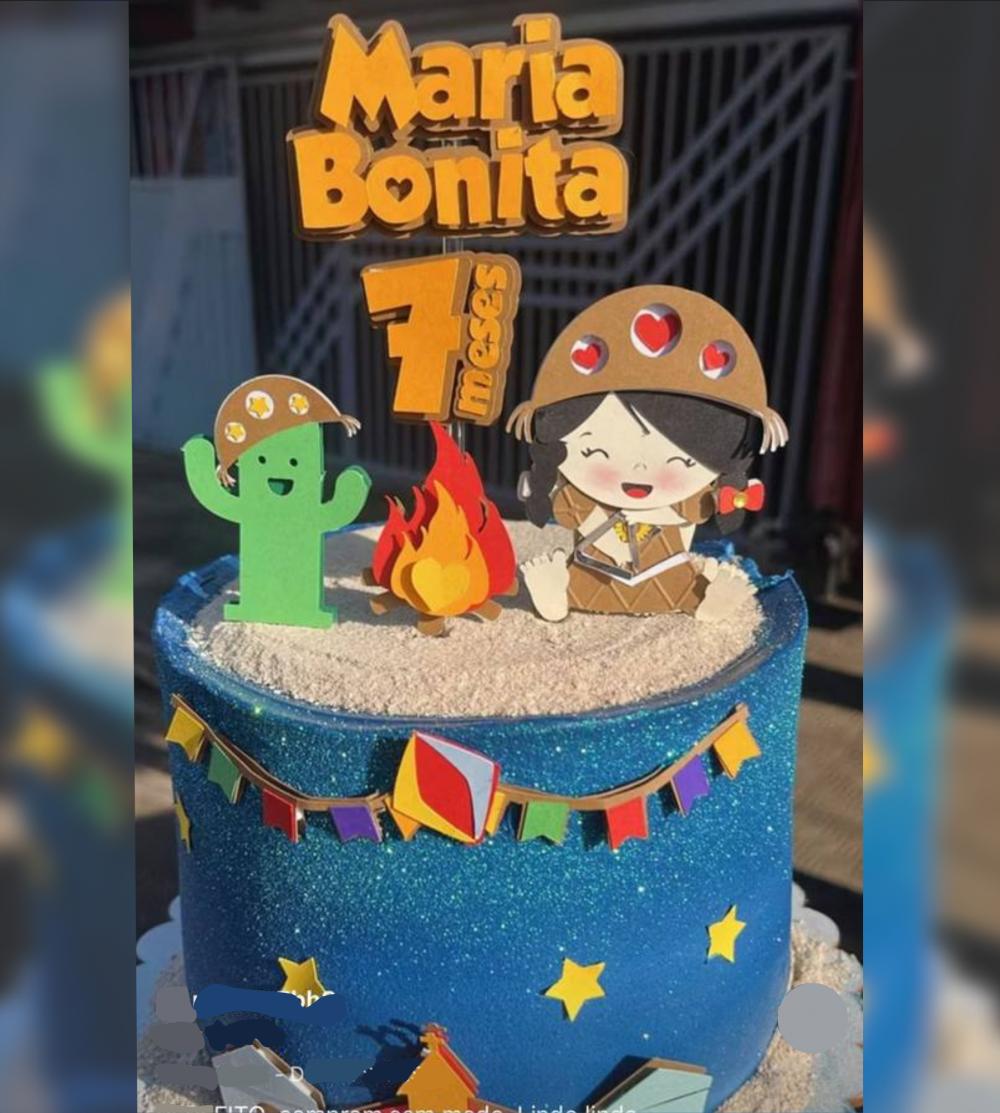 Topo de Bolo Junino Menina Maria Bonita Arquivo de Corte