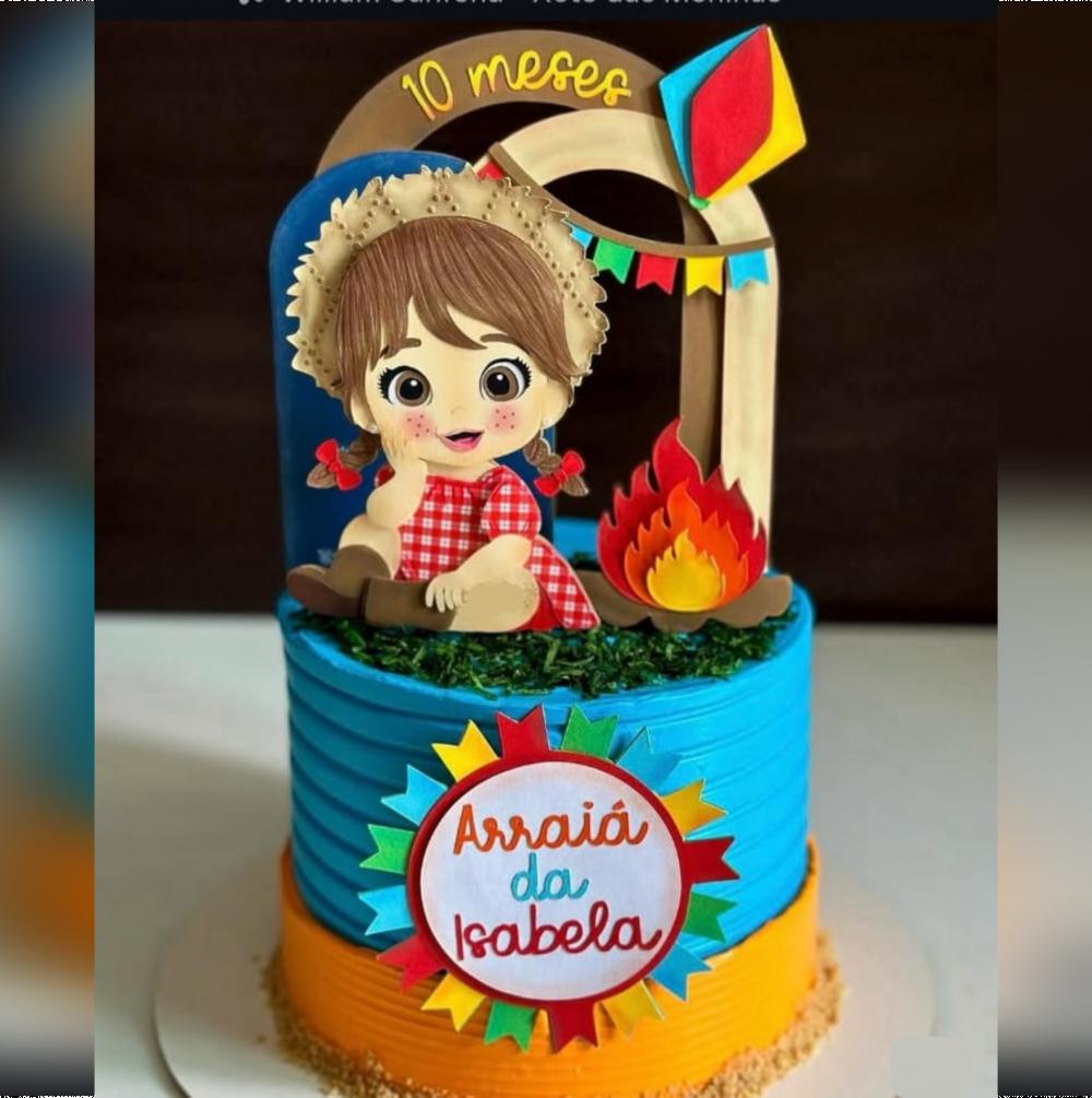 Topo de Bolo Junino Menina Arquivo de Corte