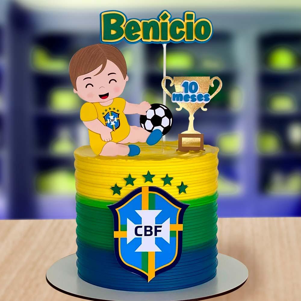 Topo de Bolo Futebol Menino Brasil Arquivo de Corte Silhouette