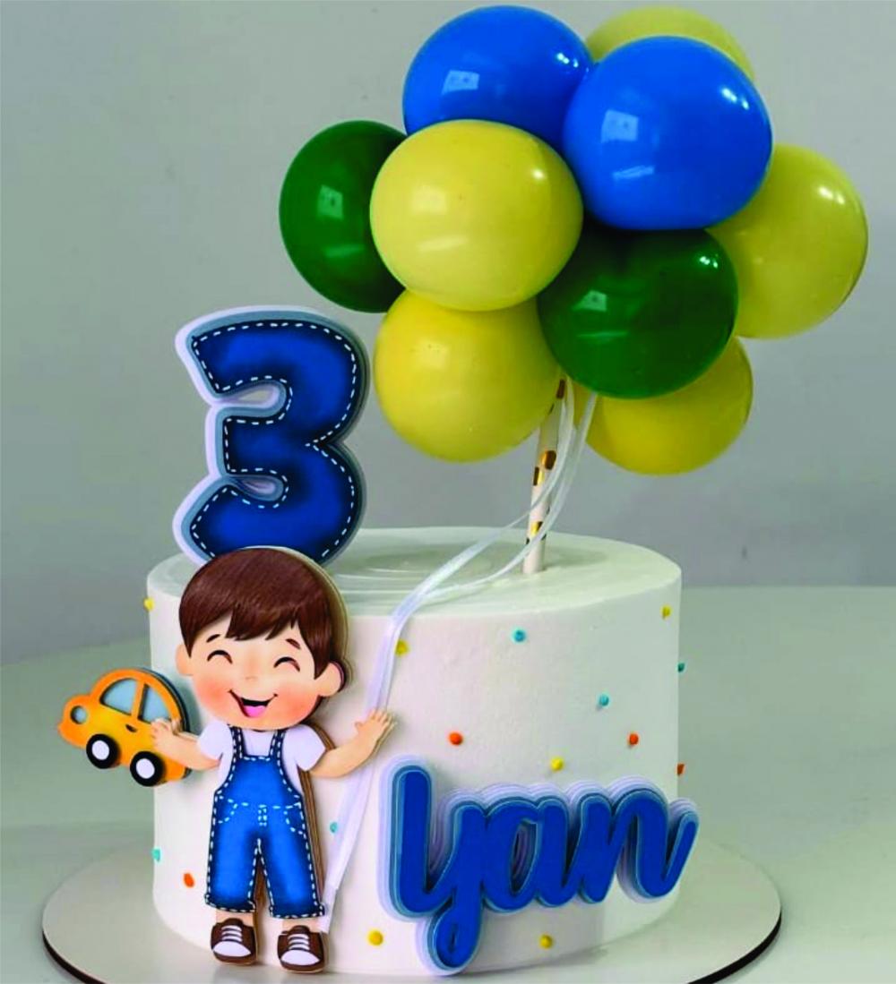 Topo de Bolo menino Com Balões Arquivo de Corte Silhouette