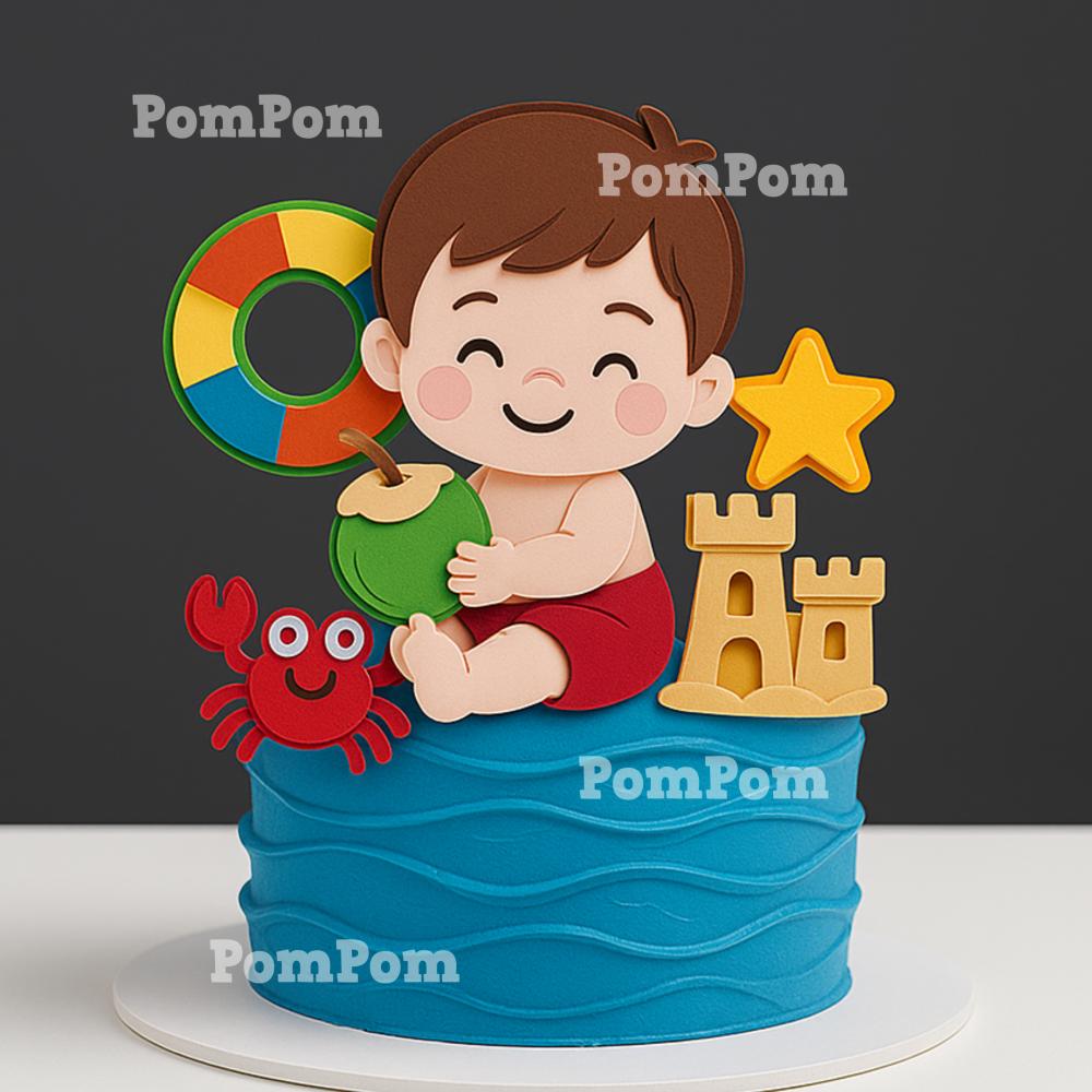 Topo de bolo verão menino Arquivo de Corte Silhouette