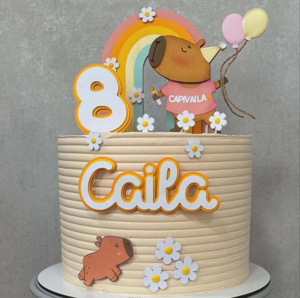 Topo de bolo capivara mesversário arquivo de corte Silhouette St