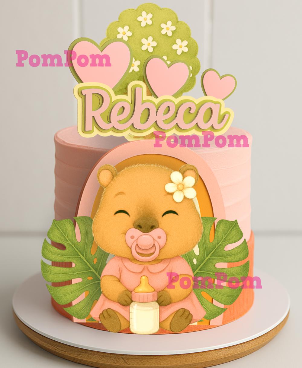 Topo de bolo capivara mesversário arquivo de corte Silhouette St