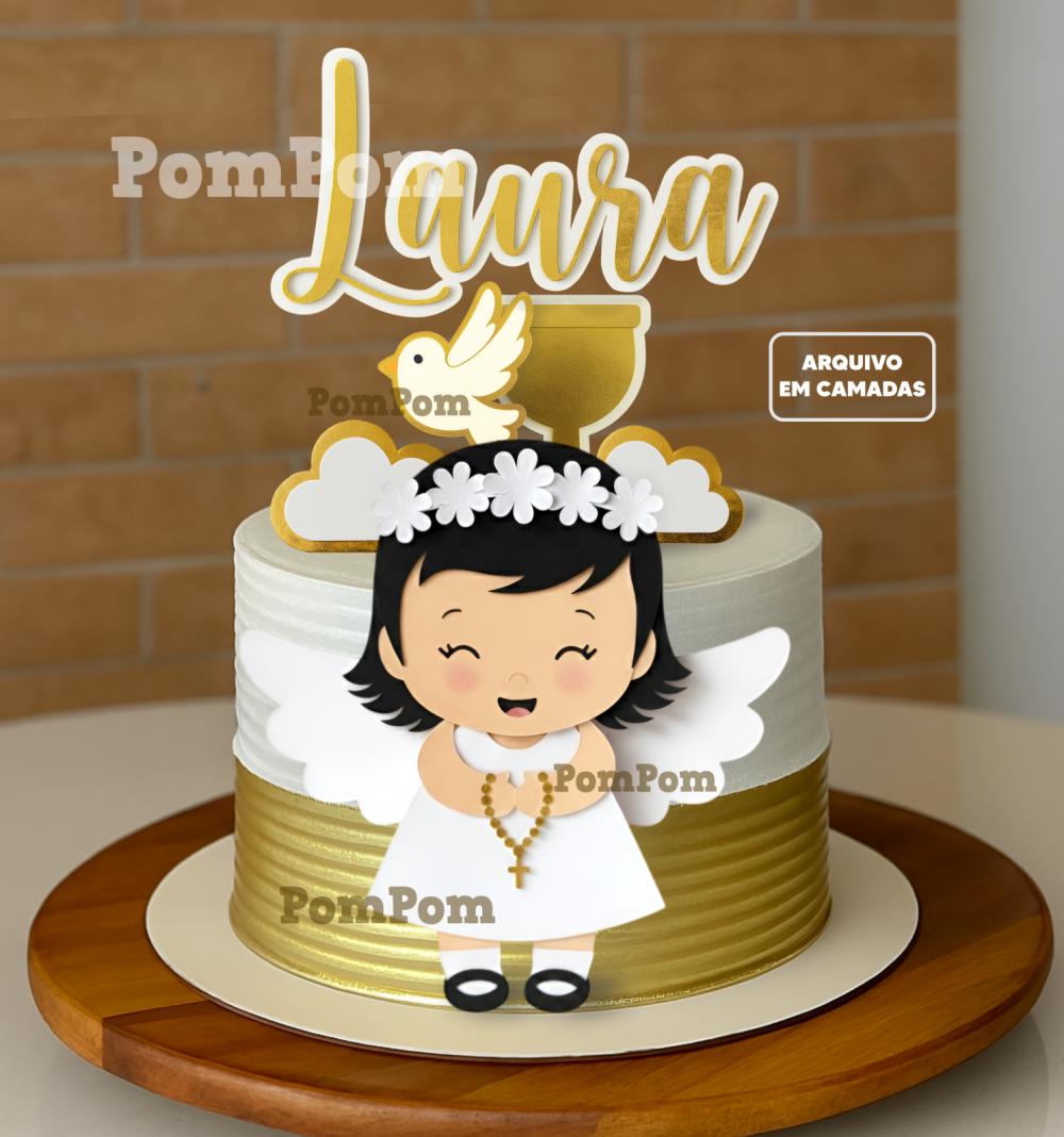 Topo de Bolo batismo Menina