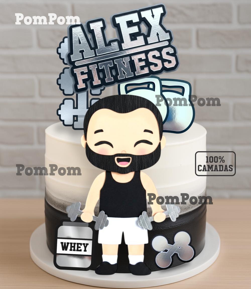 Topo de Bolo Academia Fitness Arquivo Silhouette Studio