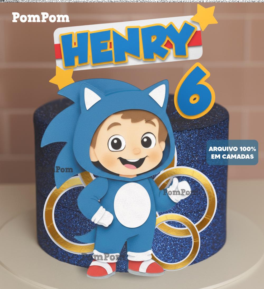 Topo de Bolo Sonic Arquivo de Corte Silhouette