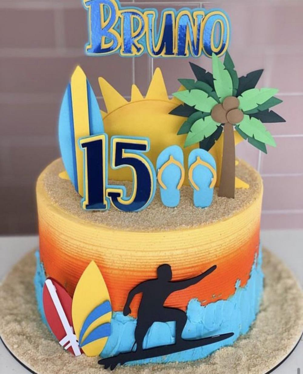 topo de bolo praia surf Arquivo de Corte Slhouette