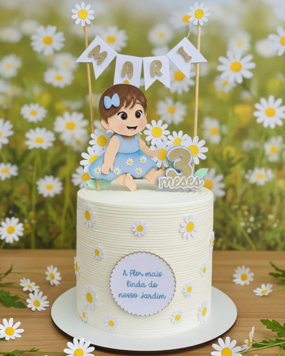 Arquivo de corte topo de bolo Flores margaridas Menina