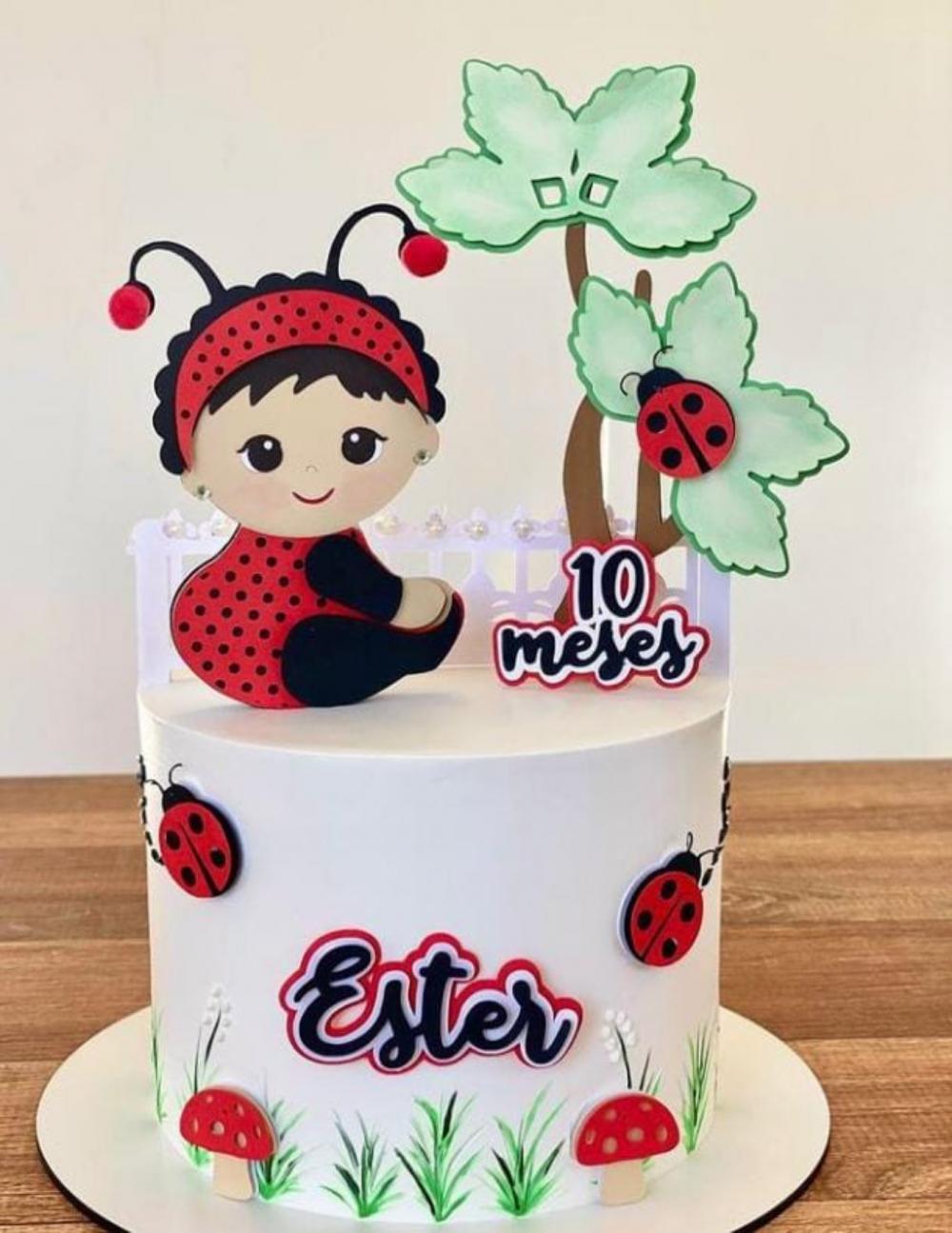 Topo de bolo joaninha baby