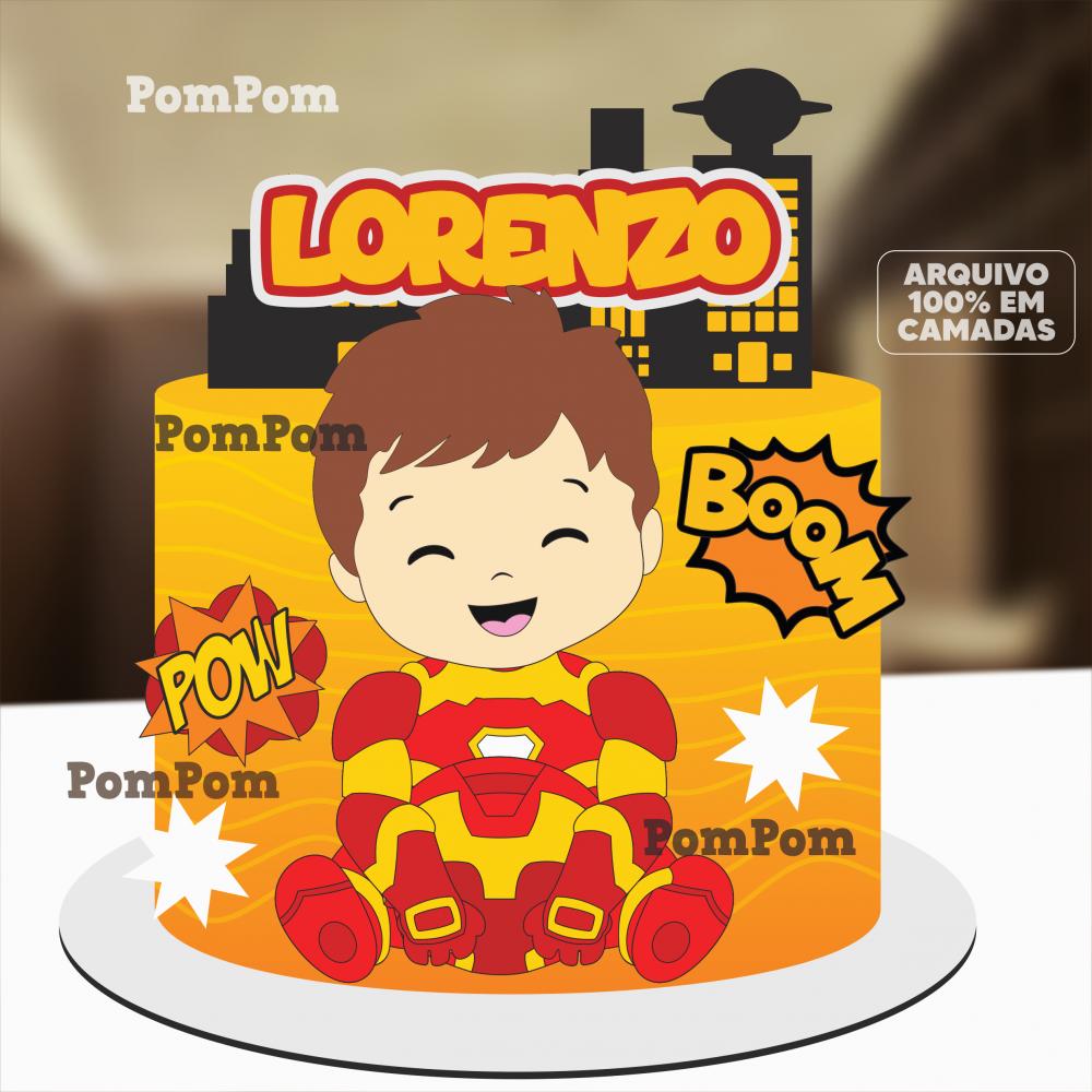 Topo de Bolo Vingadores Homem de Ferro Silhouette Studio