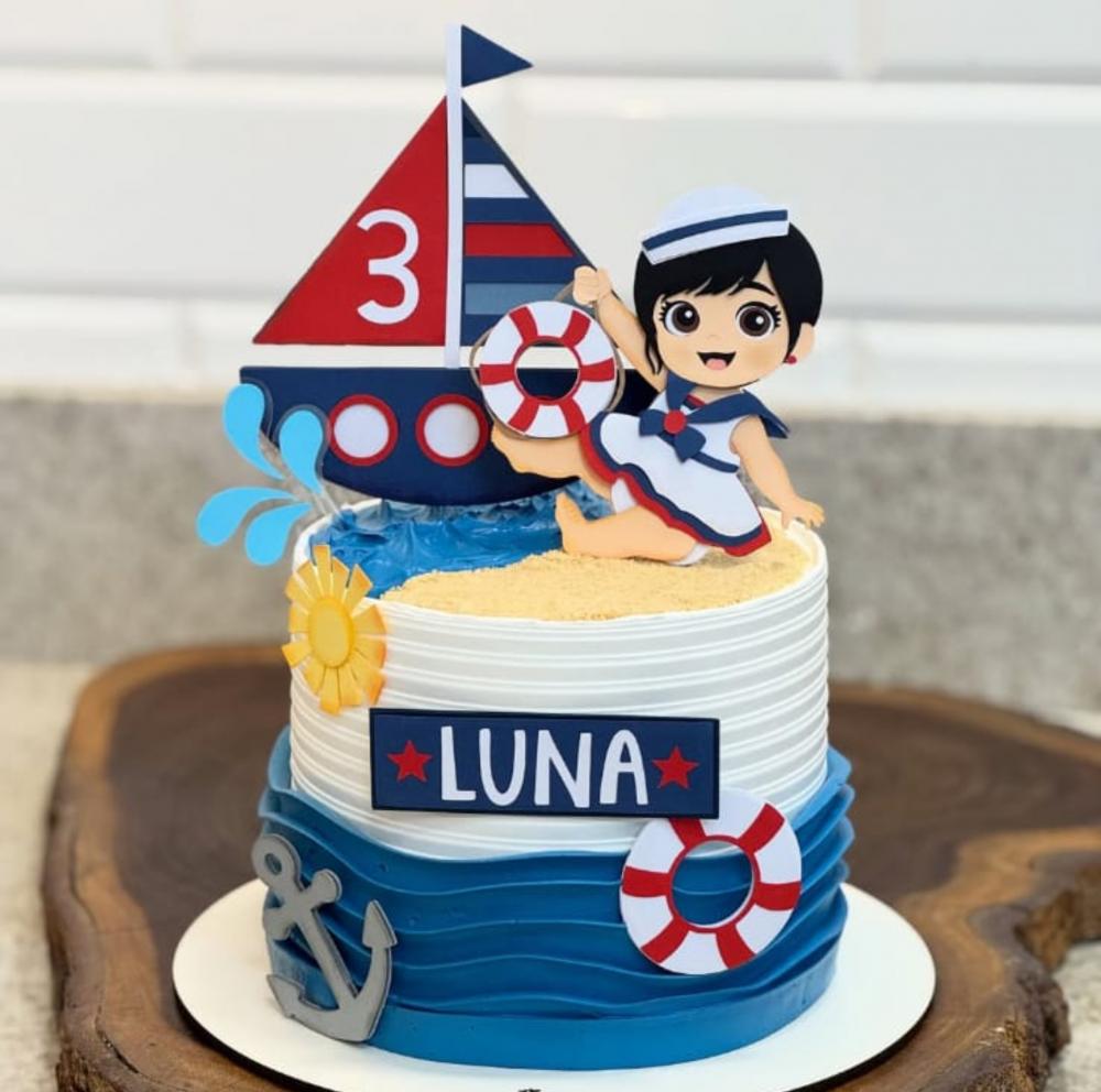 Topo de Bolo Marinheira Baby Arquivo de Corte