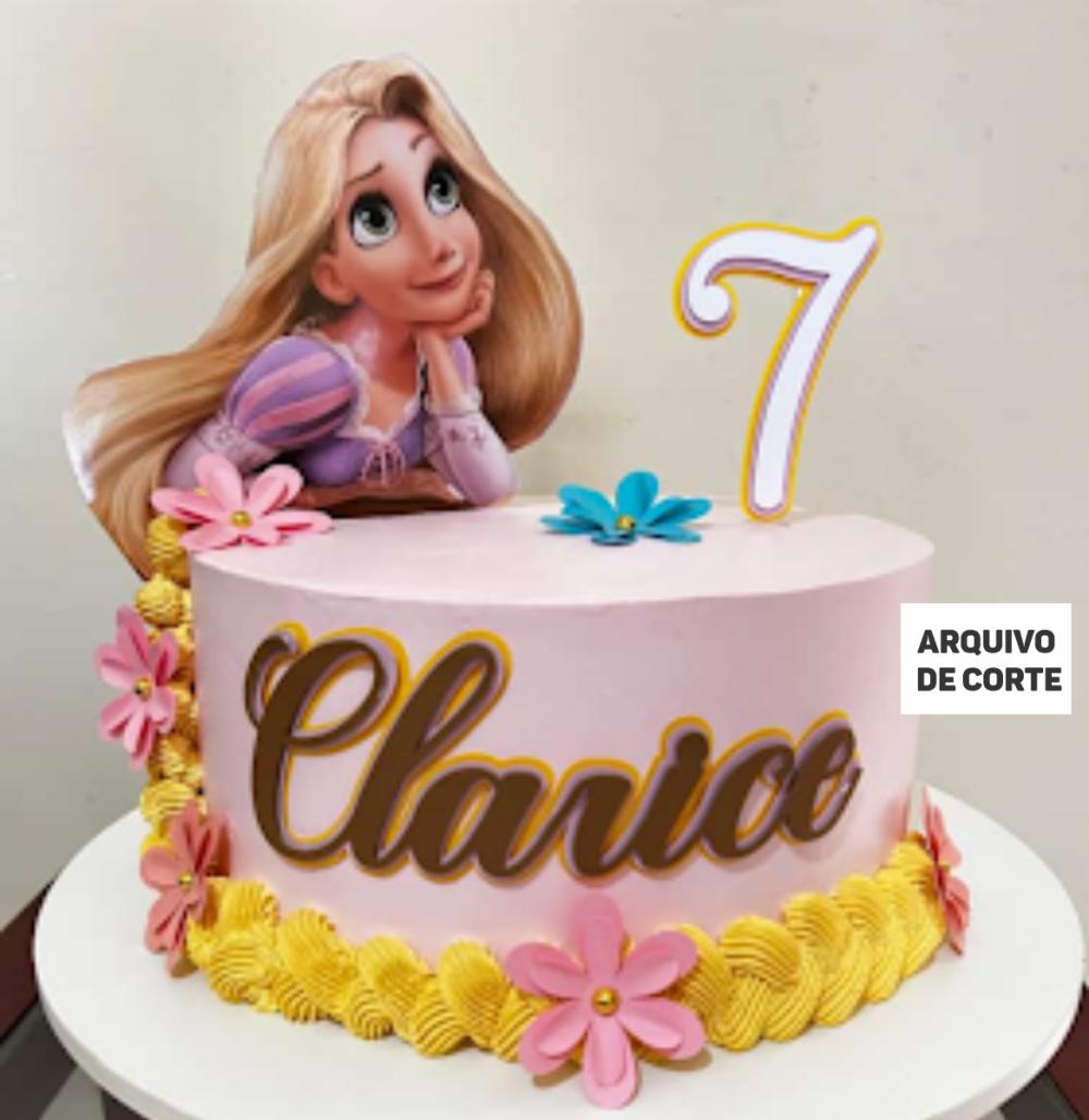 topo de  bolo enrolados rapunzel