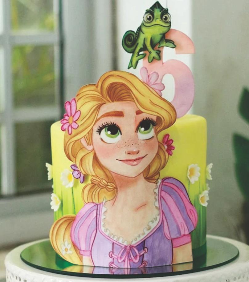 topo de  bolo enrolados rapunzel