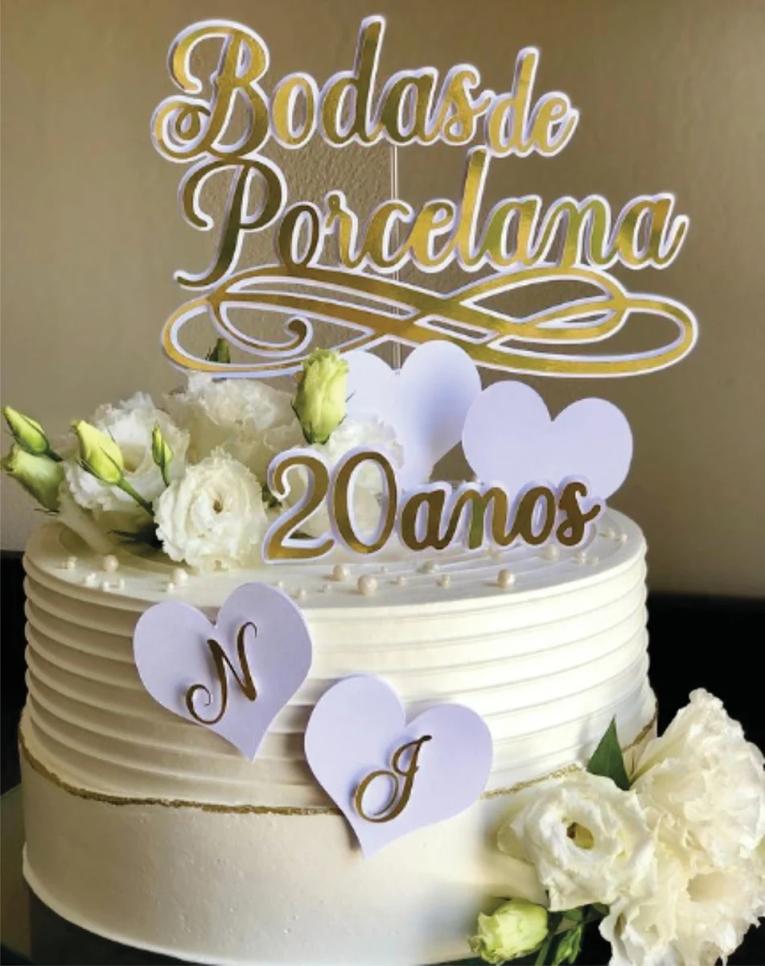 Topo de bolo bodas de porcelana