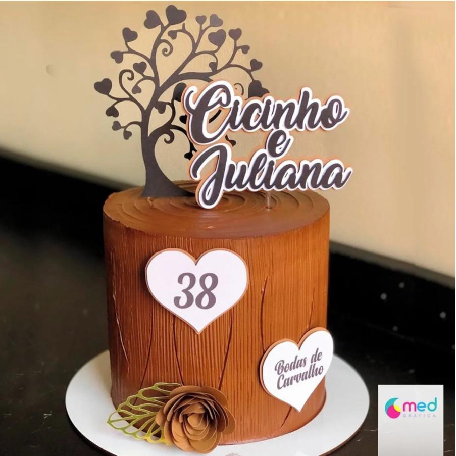 Topo de bolo bodas de carvalho