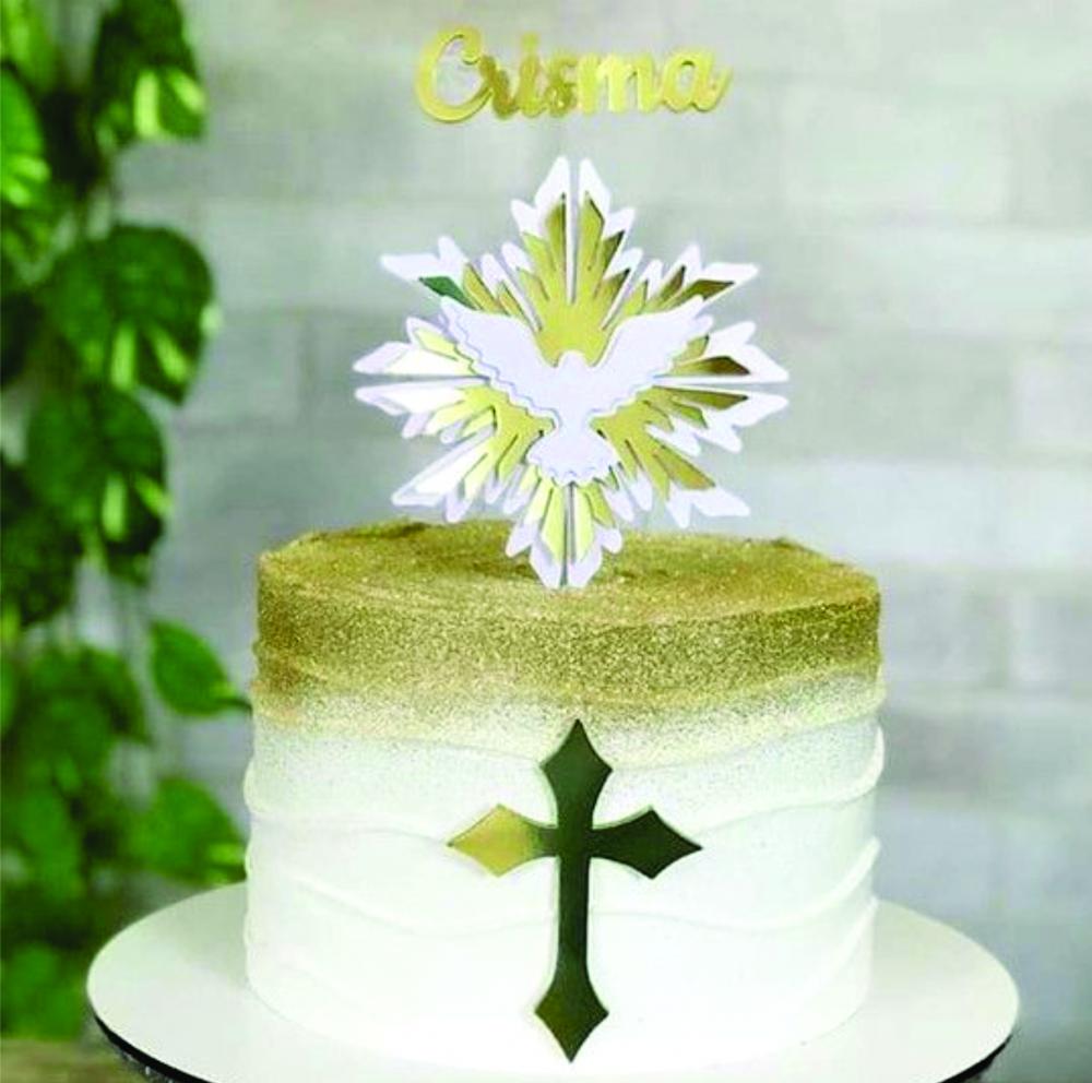 topo de bolo divino espirito santo crisma