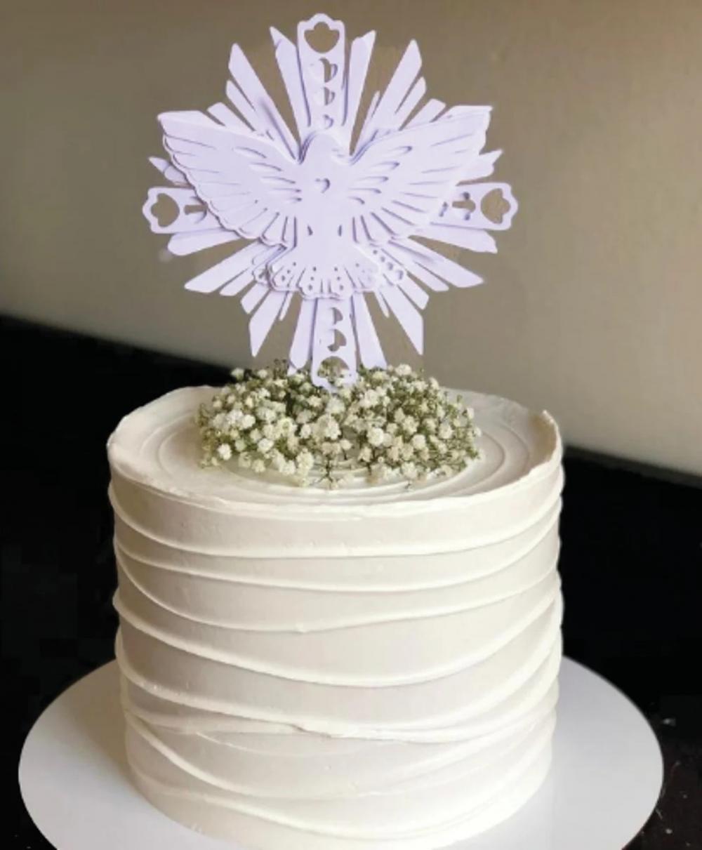 topo de bolo divino espirito santo crisma