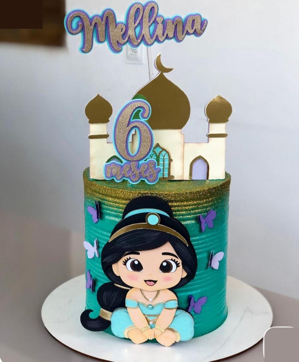 Topo de Bolo Princesa Jasmine Arquivo Silhouette Studio
