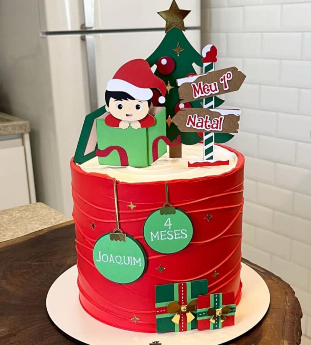 Topo de Bolo Meu primeiro natal Menino