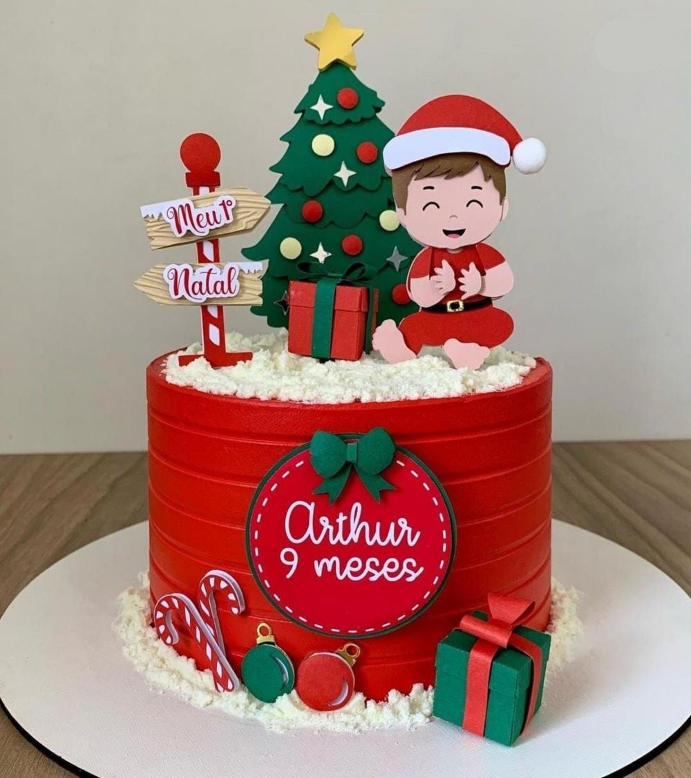 Topo de Bolo Meu primeiro natal Menino