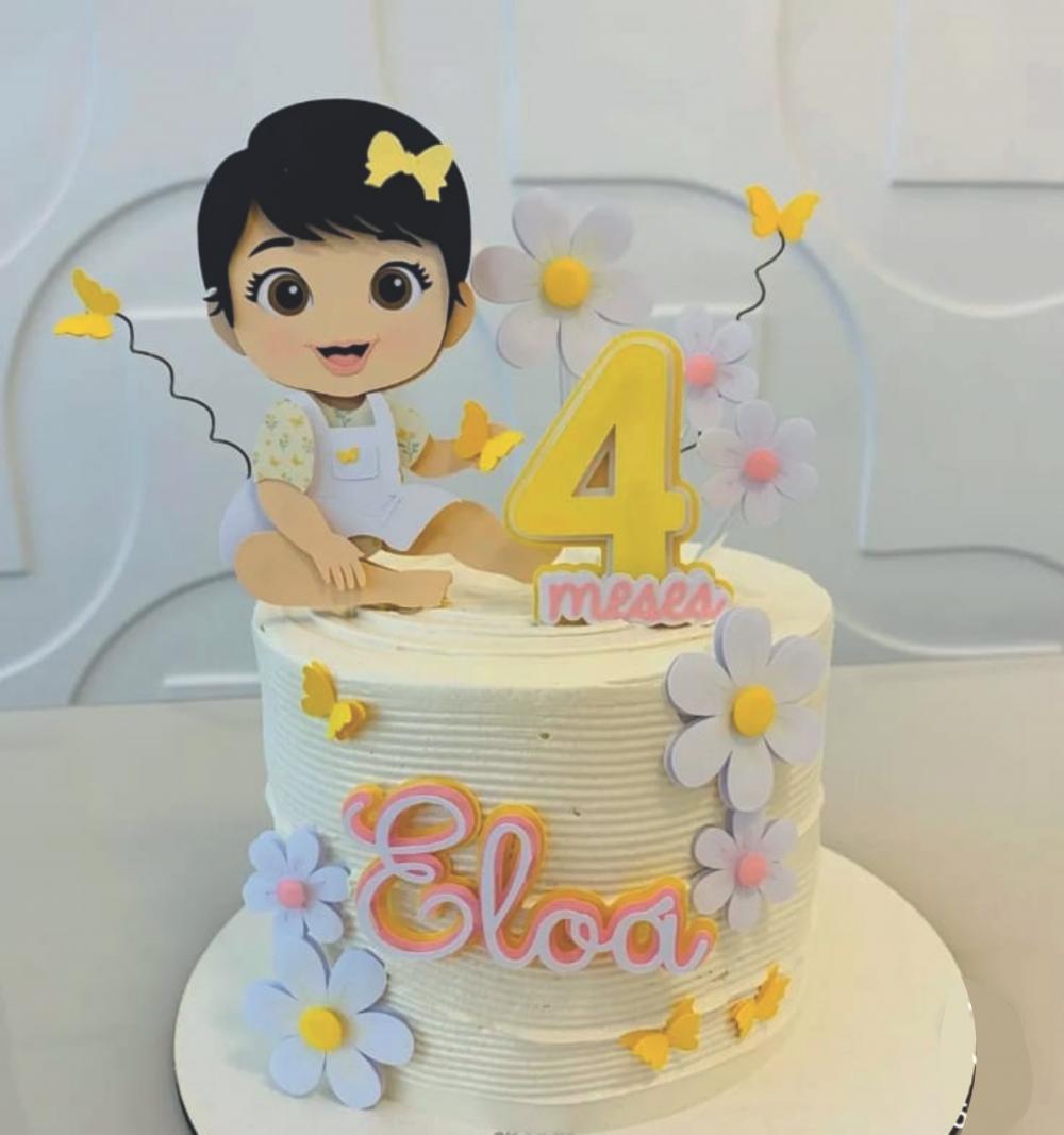 Arquivo de corte topo de bolo Flores margaridas Menina