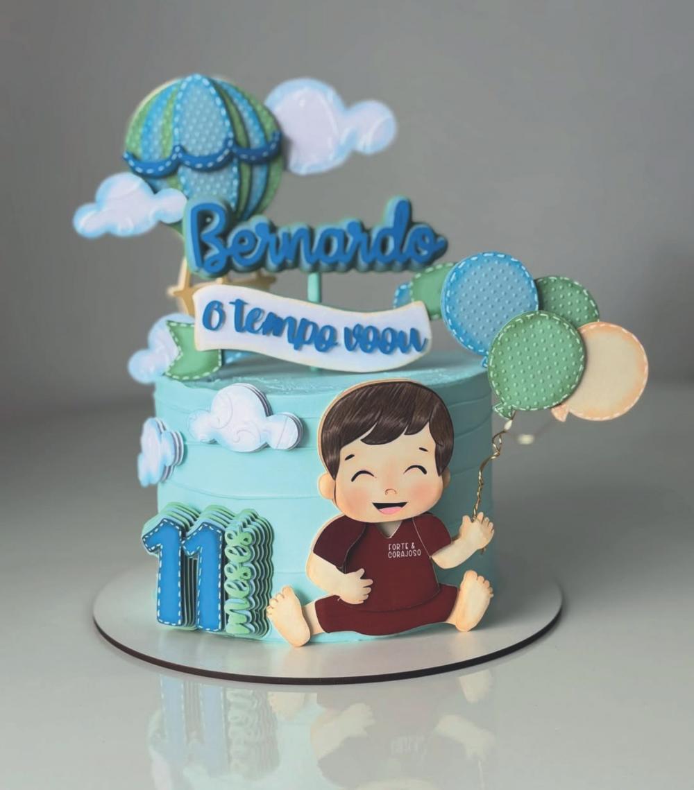 Topo de Bolo O Tempo Voa Ursinho Arquivo Silhouette