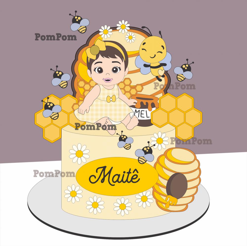 Topo de Bolo Abelhinha Menina Arquivo de Corte