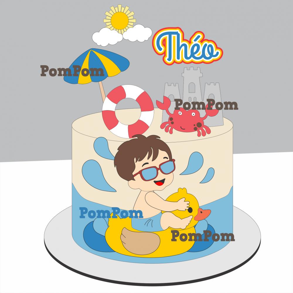 Topo de bolo verão menino Arquivo de Corte Silhouette