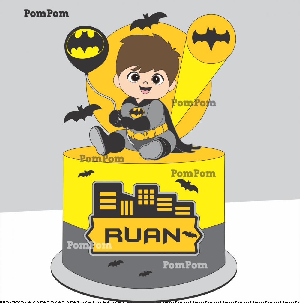 Topo de Bolo Batman baby Arquivo de corte silhouette studio
