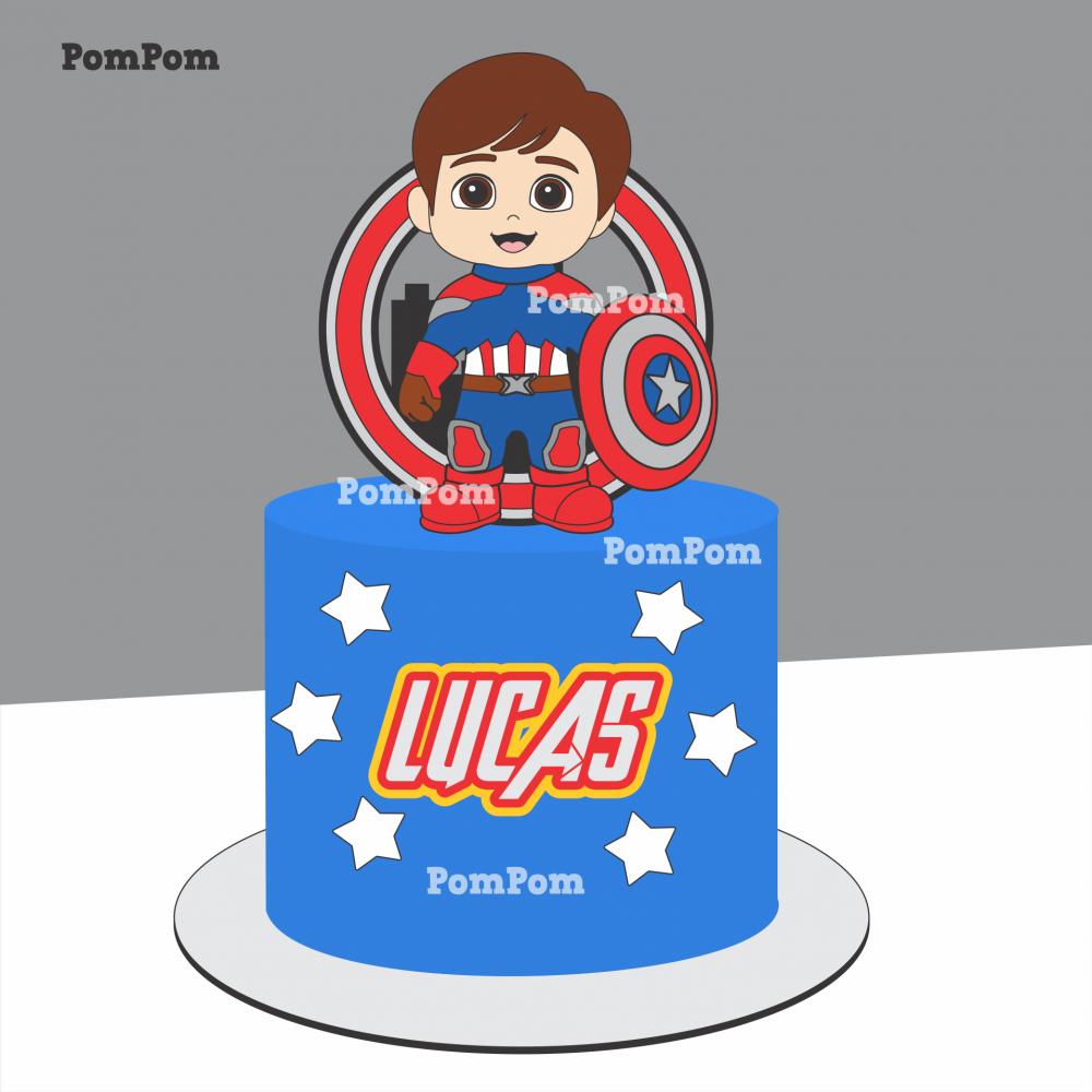 Topo de Bolo Vingadores Capitão América  Silhouette Studio